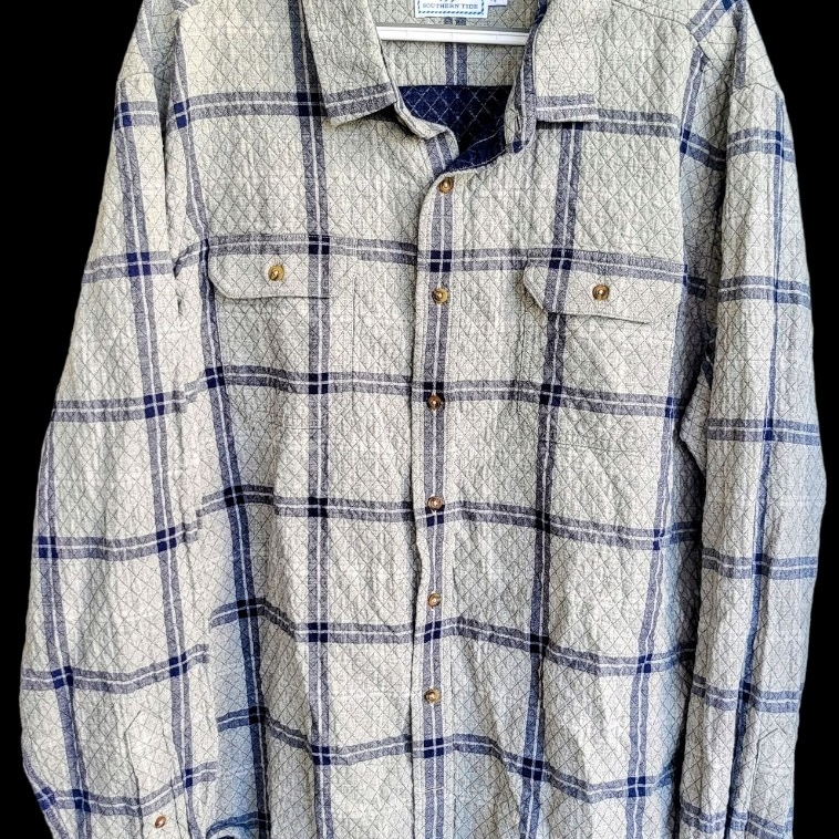 Southern Tide Quilted Plaid Shirt Xxl